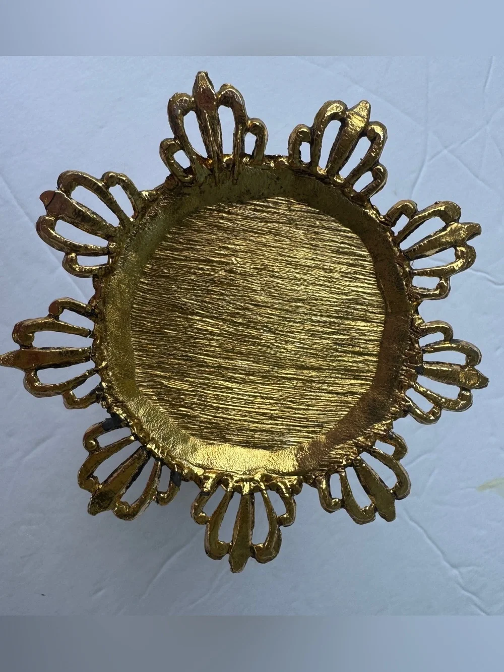 Vintage Hollywood Regency Gold Filigree Vanity Toothbrush Makeup Brush Holder 9”